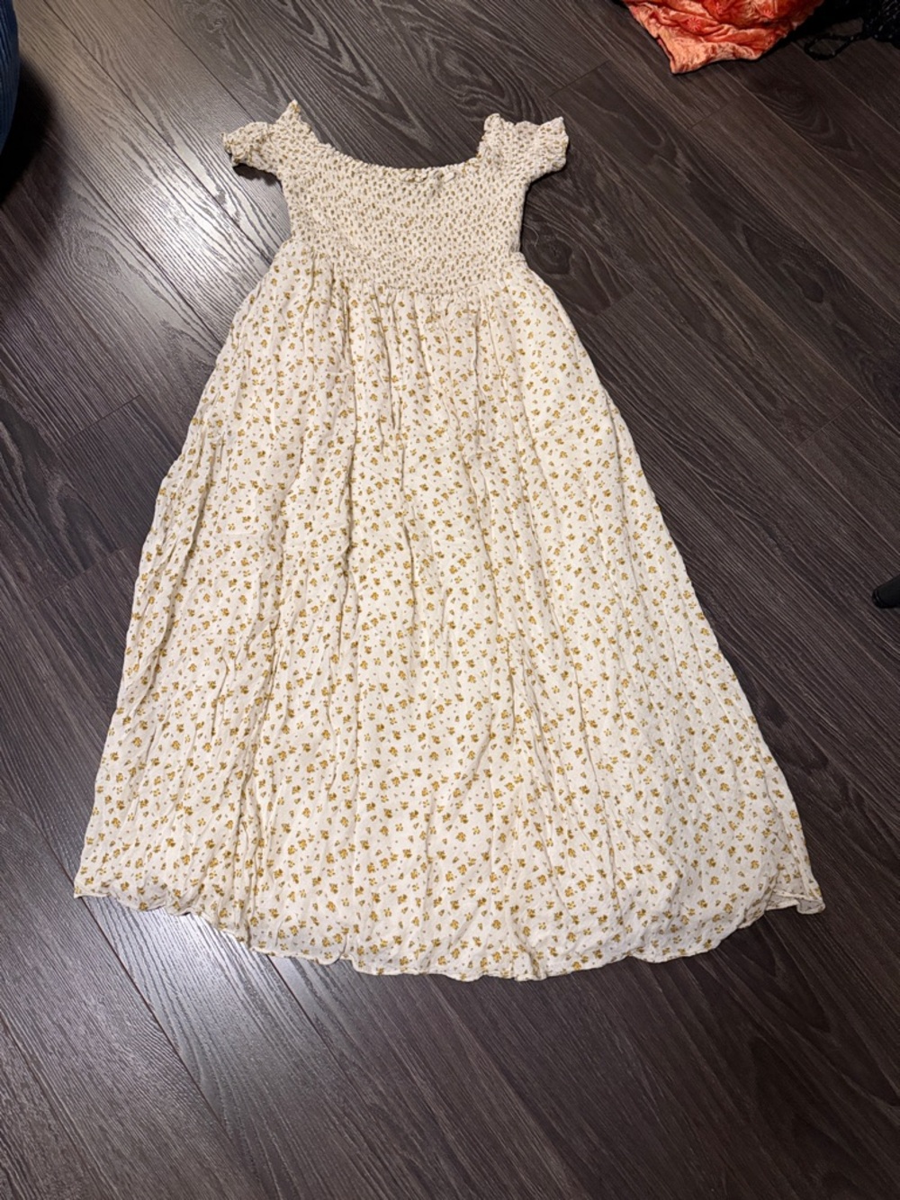 Urban Outfitters Cream Dress with Yellow Floral Print